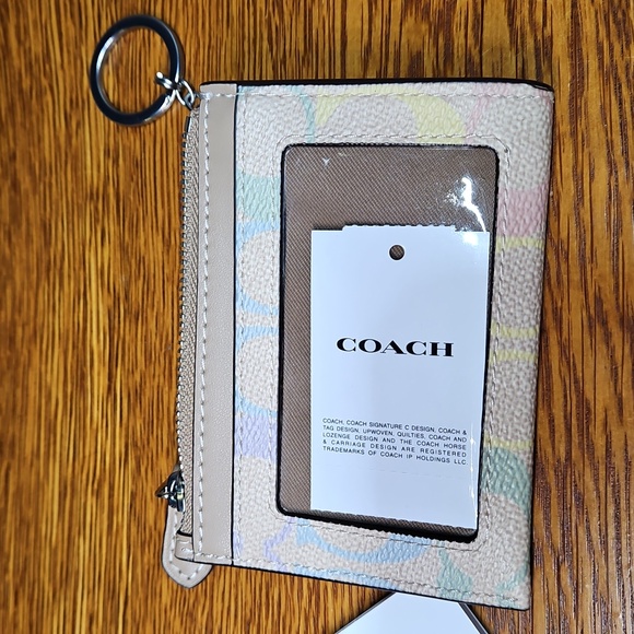 Coach Mini Skinny Id Case In Rainbow Signature Canvas NWT - Picture 5 of 5